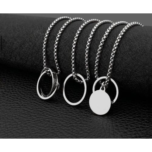 Fashionable men and women couples hip-hop wild round pendant necklace hot sale