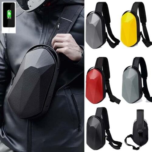 Men Chest Bags Travel Shoulder Bag Sports Motorcycle Bag EVA Anti-theft Crossbody Bags USB Charging Messenger Bag Business