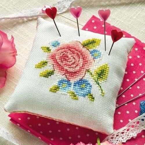 18CT Cross Stitch Pin Neddle Cushion 17 Biscornu Needlework DIY Kit Embroidery Set Counted Cross-Stitching Pincushion