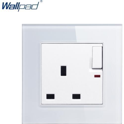 UK Socket Wallpad Crystal Glass Panel 110V-250V Switched 13A UK British Standard Electrical Wall Socket Power Outlet UK with LED