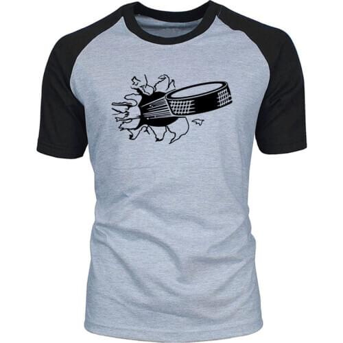 2020 New Mens T Shirt Interesting Hockey Puck prints Casual Loose Handsome raglan Short Sleeve O Neck Cotton Men Shirts Tee Top