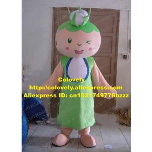New Freen Cotton Boy Mascot Costume Mascotte Bomull Algondon Gossypium Spp With Small White Cotton Happy Face No.2793 Free Ship