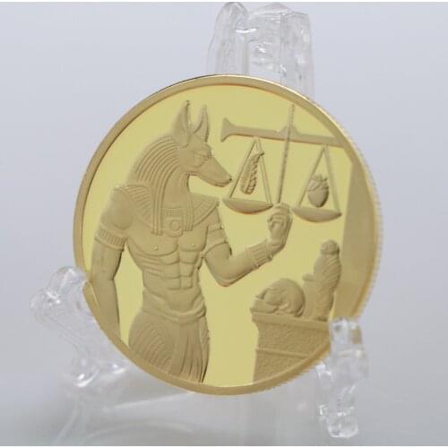 Ancient Egyptian Pharaoh Commemorative Coin Dog Head Death God Anubis Commemorative Coin Egyptian Pagoda Gold Coin Collection