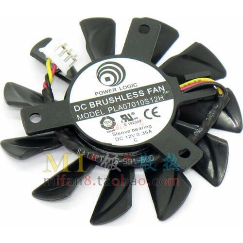 Power Logic PLA07010S12H DC 12V 0.35A Dia. 65mm C.T.C 39mm 3-Wire Server Frameless Cooling Fan