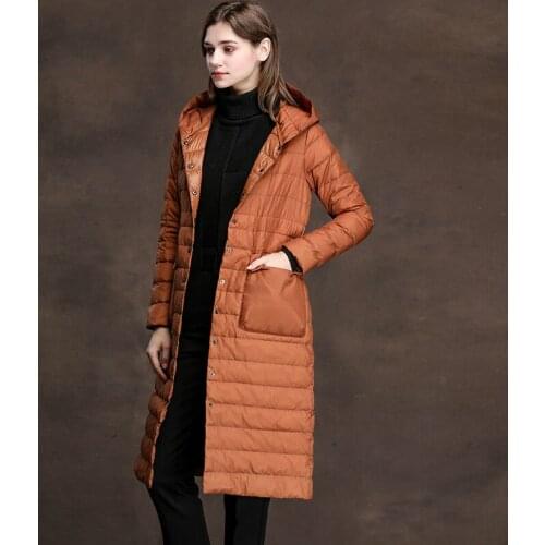 Autumn winter white duck hooded Korean Long ultra light female down jacket 2020 smxm8037 kj2941