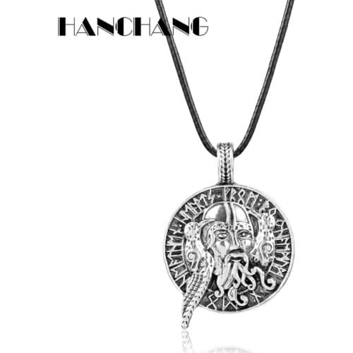 Retro Style Odin with Ravens Viking Necklaces Mens Hip Hop Jewelry Colar Accessories Gifts