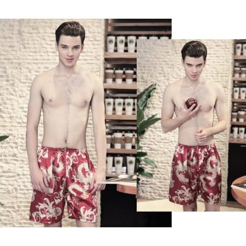 Ice silk silk pajamas mens spring and summer dragon pattern multi-color shorts pajamas home service