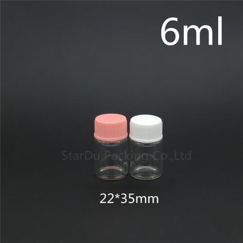 1000pcs/lot diameter 22mm 6ml glass bottle Plastic cap for vinegar alcohol, carft/storage candy bottles