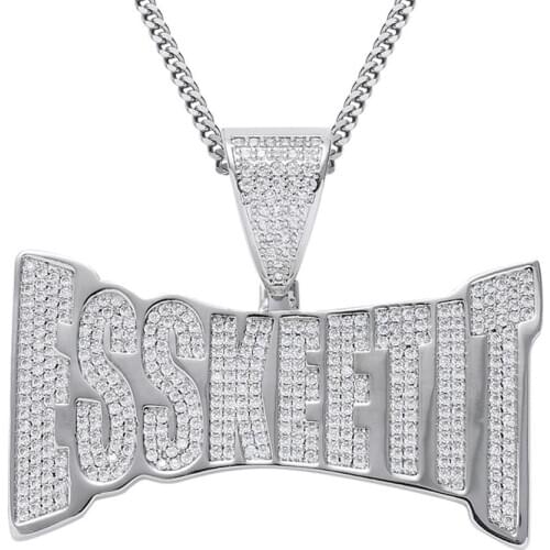 Hip Hop AAA Cubic Zirconia Paved Bling Iced Out ESSKEETIT Pendants Necklace for Men Rapper Jewelry Drop Shipping