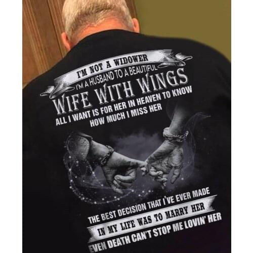 I'm A Husband To A Beautiful Wife With Wings Men T-Shirt Backside Unisex Couple Gift