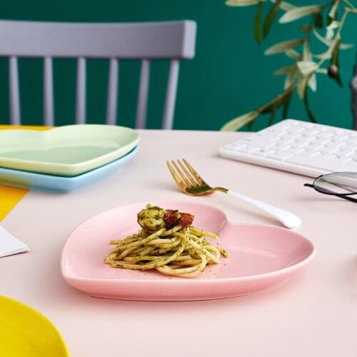 Bright Creative Love Plate Couple Ins Cute Pasta Baking Tray Nordic Glazed Tableware Breakfast Fruit Snack Plate