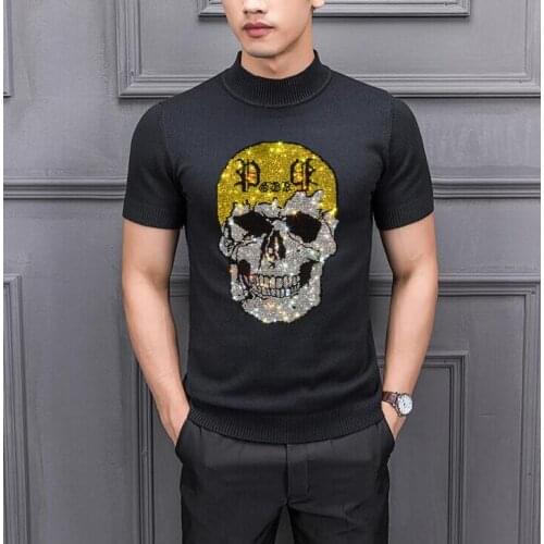 Winter Mens short Sleeve sweaters with Rhinestones 2021 Sportswear top quality