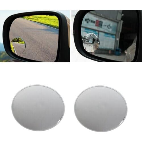 1 Pair 360° Frameless Wide Angle Round Convex Blind Spot Rearview Mirror
