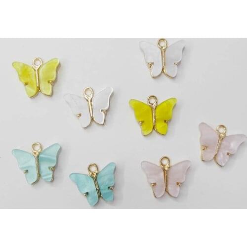 10pcs Multicolor Acrylic Butterfly Pendant Charm Set for Jewelry Making DIY Earrings Necklaces Bracelets Handmade Accessories