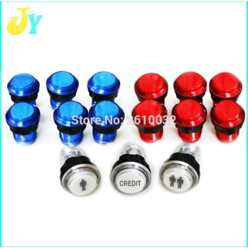 15 pcs 33mm Push Button Arcade Button Led Micro Switch Momentary Illuminated 12v Power Button Switch Classic Arcade Game DIY KIT