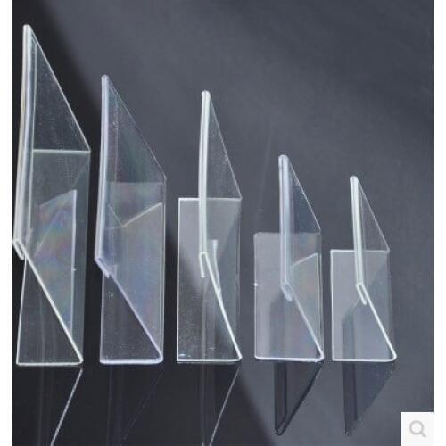 20PCS/LOT 7.5x5.2cm L-Shaped Transparent Acrylic Stand Supermarket Price Tag Plastic Table Card Holder