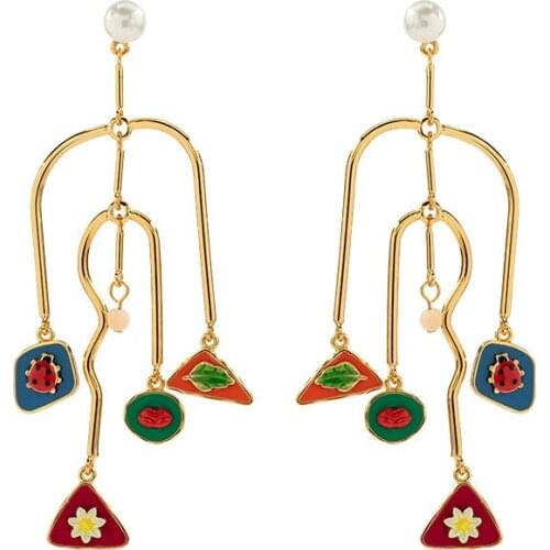 2021 New Cute Ladybug Leaf Flower Tassel Drop Earrings For Women Fashion Party Jewelry Lady Dress Accessories Good Gift