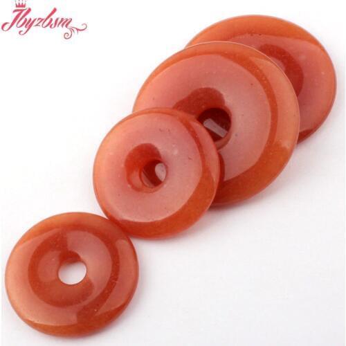 30,40,50mm Natural Round Donut Red Aventurine Gem Stone Beads 1 Pcs,For DIY Necklace Jewelry Making Accessories,Free Shipping
