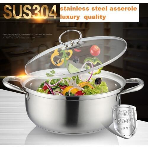 FREE SHIPPING CASSEROLE SUS304 stainless steel hot pot capsuled bottom furnace pot soup pot sauceboxes pot and pan