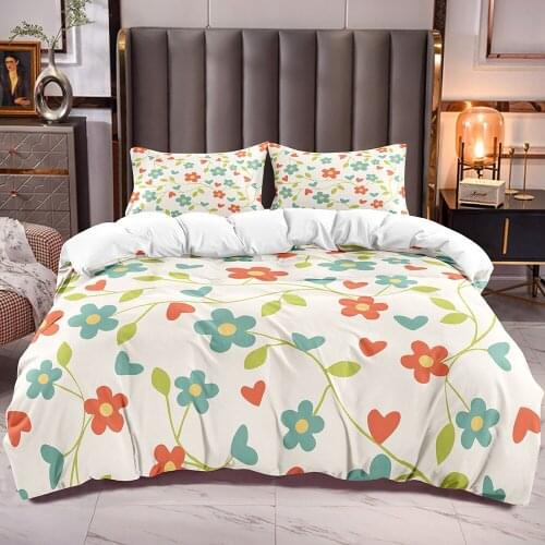 Botanical Floral Comforter Cover for Kids Leaves Flowers Duvet Cover Sets Teens Adults Plants Theme Bedding Duvet Cover Zipper