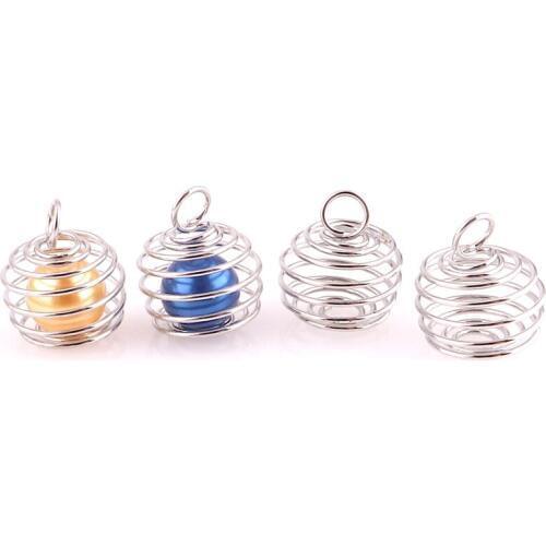50pcs Spiral Ball Bead Cages Pendants Charms Fit DIY Men Women Jewelry Making Gifts K1557