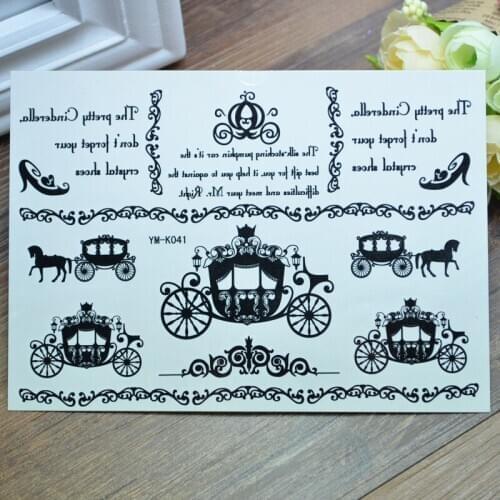 Black flower size retro wagon tatoo English men and women hands chest tattoo sticker waterproof cover scars wholesale