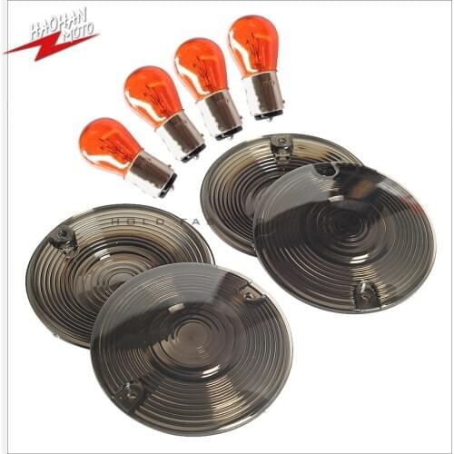For Harley Davidson Touring Models Turn Signal Light Lens Cover W/ Bulb 4 Pcs