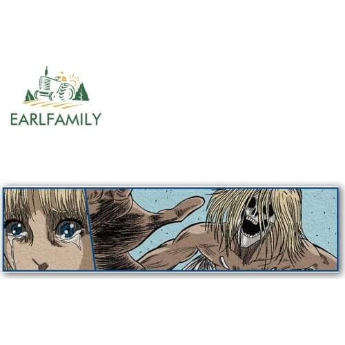 EARLFAMILY 13cm x 3.3cm for Attack The Titan Decal Air Conditioner Car Sticker Sunscreen Scratch-Proof Windows Vinyl Car Wrap