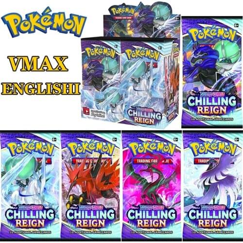2021 NEW 360Pcs TCG: Sword & Shield Chilling Reign Calyrex Vmax Card 360pcs Pokemon Cards Booster Display Box Collection Card