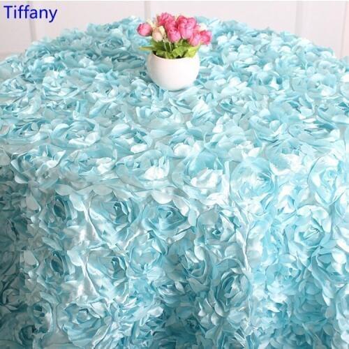 Round Table cloth rosette embroider table cover 3D rose flower design for wedding party hotel round table CR-987