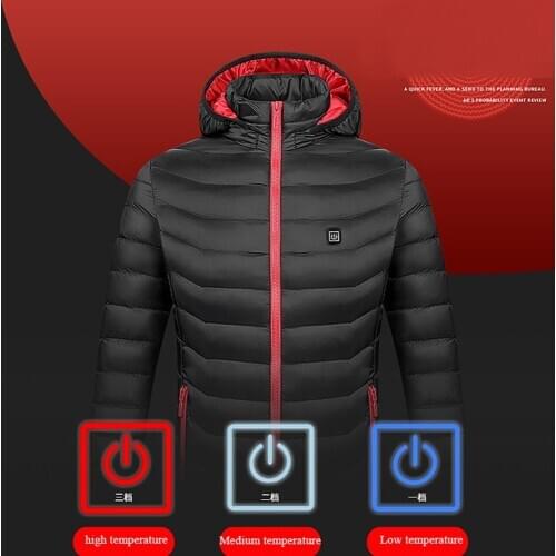 2021 New Men And Women Smart USB Heating Cotton Coat Solid Color Fashion Heating Cotton Clothing Warm Hooded Jacket 1 Day Ship