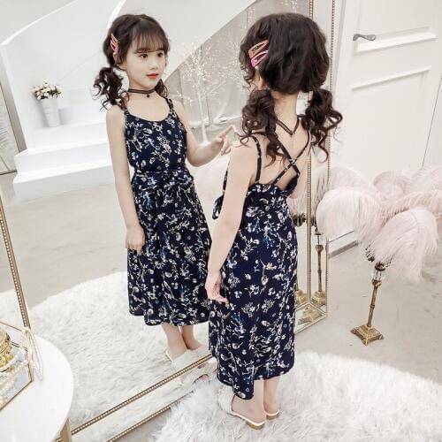 Girls Summer chiffon Dress 2019 Bohemia Beach Dress For Girls Floral Teenage Kids Girls Clothes 3 8 10 12 13 Year