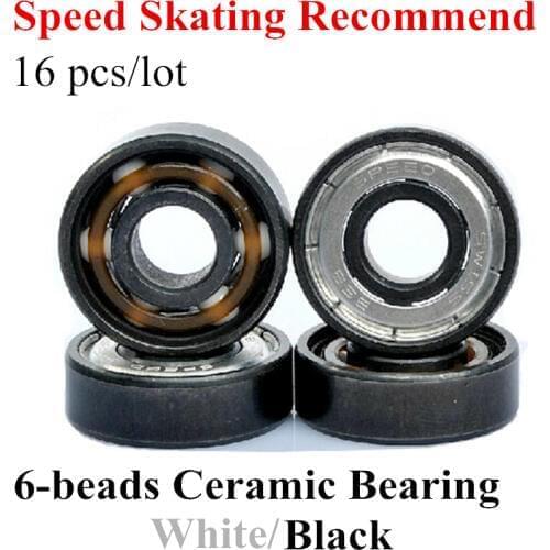 Best Price! 16 pcs Inline Speed Skates Roller Patins White Ceramic 608 Bearing ILQ-9 ILQ-11 Si3N4 Black Hybrid 6 Bead for SEBA