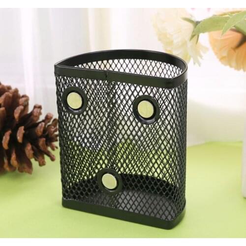 Metal Wire Mesh Magnetic Basket Storage Box Pen Pencil Makeup Organizer Kitchen P9YA