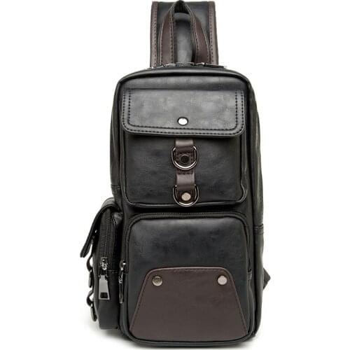 Mens Waterproof Patchwork Thick Leather Handbag Men Messenger Bag Casual Crossbody Bags men chest bag Male Shoulder Bag
