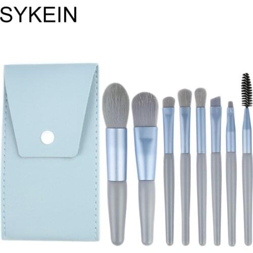 8PCS Makeup Brushes Set Wood Handle Natural Synthetic Hair Eye Shadow Blusher Foundation Eyelash With Cosmetic Bag Maquiagem