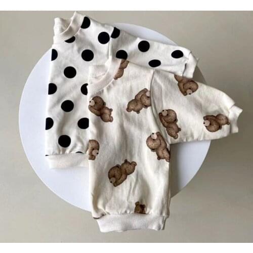 2021 New Autumn Infant Baby Clothes Korean Style Newborn Boys Girls Long Sleeve Sweatshirt Children Jumper Bear Print Kid Hoodie