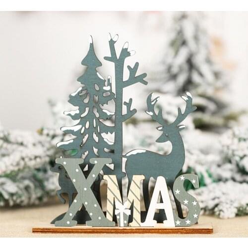 2022 New Year Xmas Elk Wood Craft Christmas Tree Ornament Noel Christmas Decoration For Home Wooden Pendant Navidad 2021 Gift