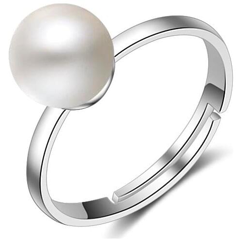 New Simple Dedign Pearl Wedding Party Rings For Woman Adjustable Open Finger Ring For Engagement