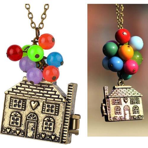Movie Up Balloon House Necklace Fashion Love Movie Choker Necklace Colorful Beads Pendant Necklace