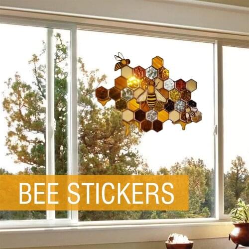 Bee Hive Cartoon Sticker Home Window Wallpaper Decoration Cute Pattern Sunflower PVC Wallpaper Wreath Shape Room Wall Decor
