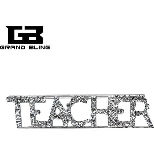 Handmade Gift Crystal Word Brooch Jewelry "TEACHER" Profession Lapel Pin