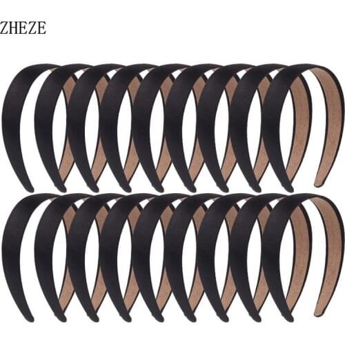 18pcs/lot Black Color Wholesale 2020 NEW 3CM Stain Hairband Girls Hairband Bow Hoop Headband Head wear Hot DIY Ribbon Headdress