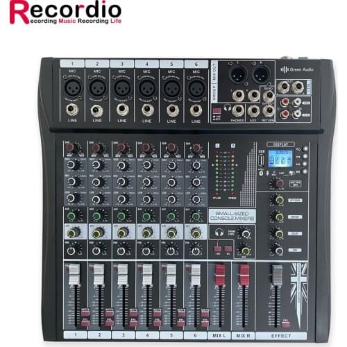 GAX-CT6 hot sale professional 6 Channel audio Mixing Console Audio Blueteeth with Power Amplifier Mixer