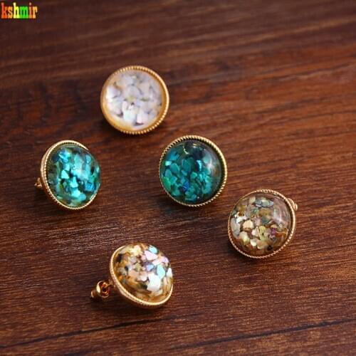 Kshmir Simple Earrings Shell Female Earrings Refined Earrings Round Color Earrings Statement Gold Earrings Natural Color Retro