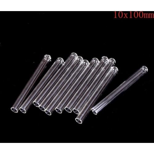 10Pcs/Lot 10x100mm Transparent Glass Blowing Tubes Long Thick Wall Test Tube Anti-High Temperature Lab Supplies Wholesale