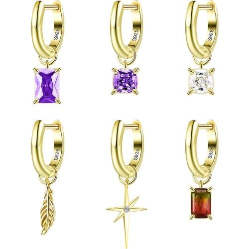 ZEMIOR 1 PC Single Earring For Women S925 Sterling Silver Inlay Cubic Zirconia Drop Earring Six Choose Trendy Fine Jewelry