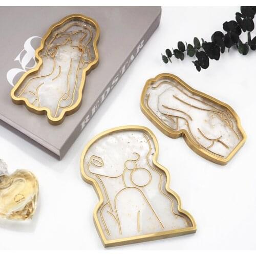 Tray DIY Epoxy Crystal Resin Silicone Mold Girl Model Body Abstract Plate Plate Mirror Tray Silicone Molds Moulds Mould Mold