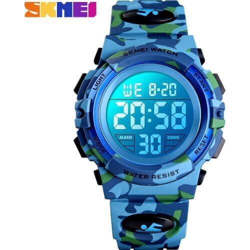 SKMEI Luxury Outdoor Camouflage Childrens Watches Fashion Colorful LED Waterproof Sport Kids Watch For Boy Girls Wristwatches