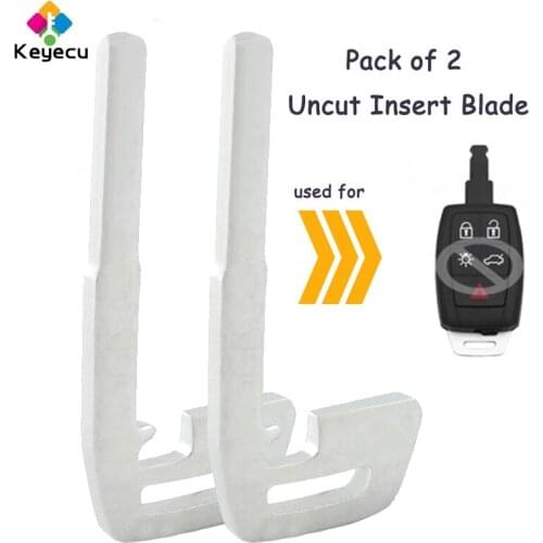 KEYECU 2 Pieces Smart Remote Uncut Insert Emergency Key Blade for Volvo XC90 C70 S60 D5 V50 S40 C30 2004 2005 2006 2007 - 2013